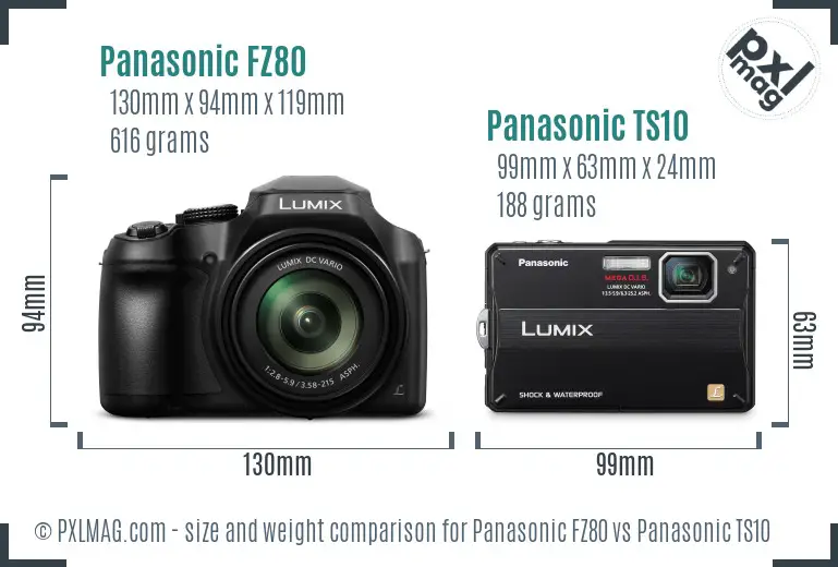 Panasonic FZ80 vs Panasonic TS10 size comparison