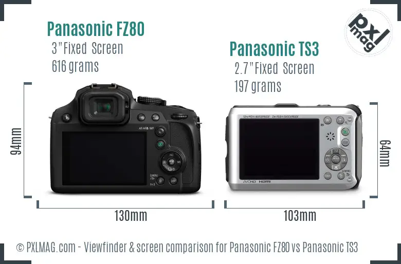 Panasonic FZ80 vs Panasonic TS3 Screen and Viewfinder comparison