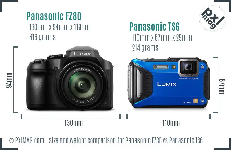 Panasonic FZ80 vs Panasonic TS6 size comparison