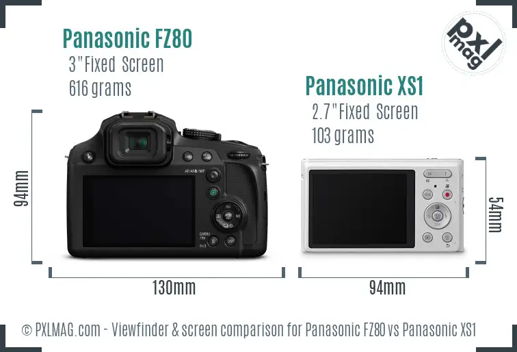 Panasonic FZ80 vs Panasonic XS1 Screen and Viewfinder comparison
