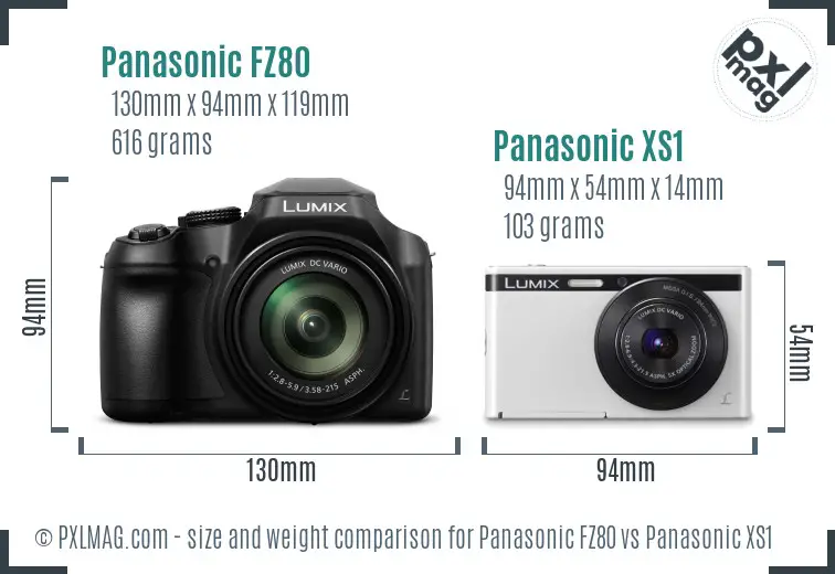Panasonic FZ80 vs Panasonic XS1 size comparison