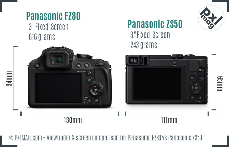 Panasonic FZ80 vs Panasonic ZS50 Screen and Viewfinder comparison