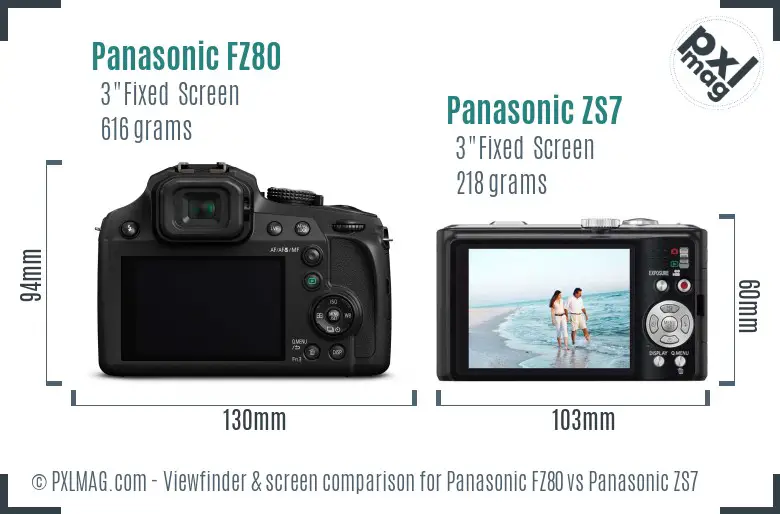 Panasonic FZ80 vs Panasonic ZS7 Screen and Viewfinder comparison