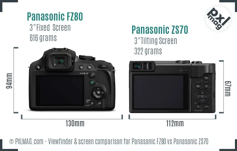 Panasonic FZ80 vs Panasonic ZS70 Screen and Viewfinder comparison