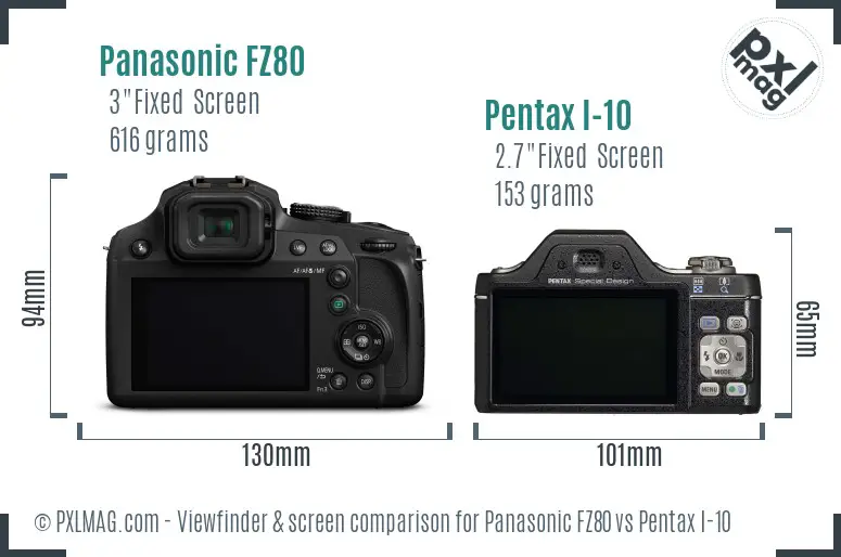 Panasonic FZ80 vs Pentax I-10 Screen and Viewfinder comparison
