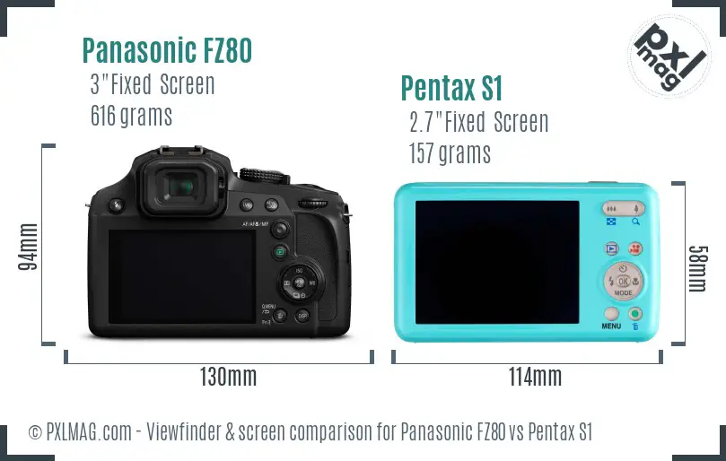 Panasonic FZ80 vs Pentax S1 Screen and Viewfinder comparison