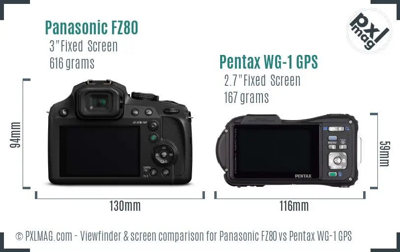 Panasonic FZ80 vs Pentax WG-1 GPS Screen and Viewfinder comparison
