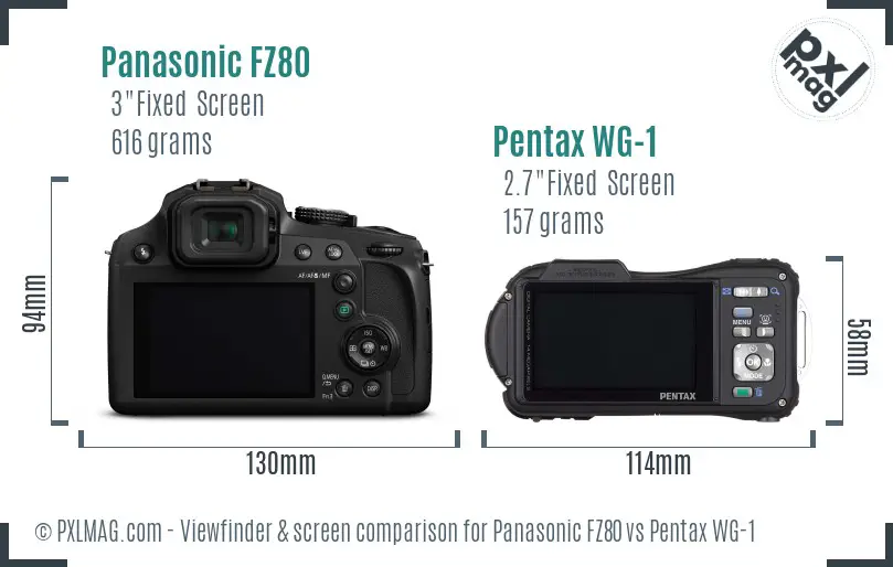 Panasonic FZ80 vs Pentax WG-1 Screen and Viewfinder comparison