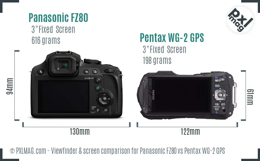 Panasonic FZ80 vs Pentax WG-2 GPS Screen and Viewfinder comparison