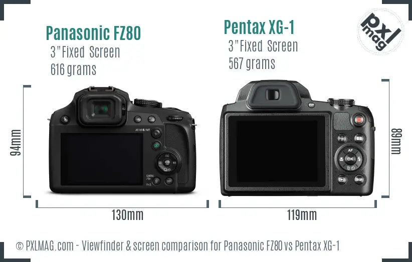 Panasonic FZ80 vs Pentax XG-1 Screen and Viewfinder comparison