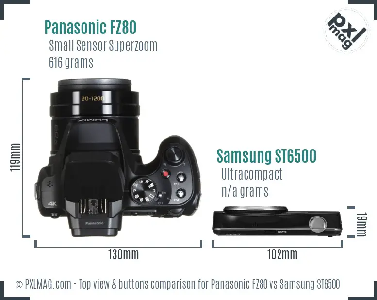 Panasonic FZ80 vs Samsung ST6500 top view buttons comparison