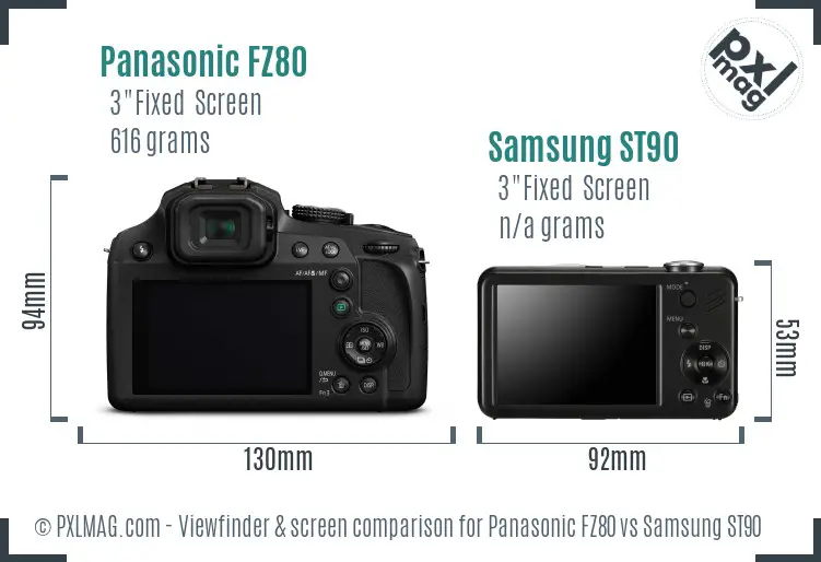 Panasonic FZ80 vs Samsung ST90 Screen and Viewfinder comparison