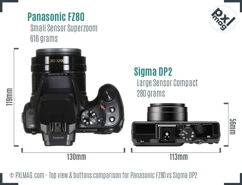 Panasonic FZ80 vs Sigma DP2 top view buttons comparison