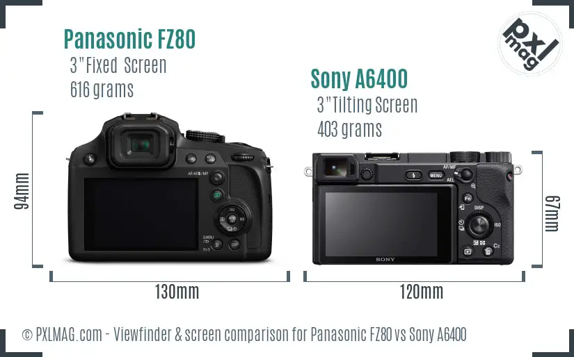 Panasonic FZ80 vs Sony A6400 Screen and Viewfinder comparison Panasonic FZ80 vs Sony A6400 Screen and Viewfinder comparison