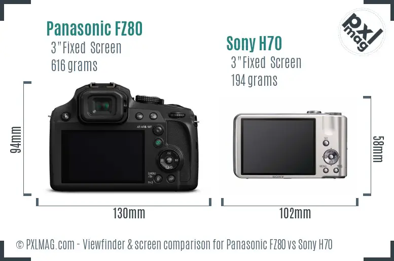 Panasonic FZ80 vs Sony H70 Screen and Viewfinder comparison
