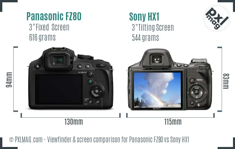 Panasonic FZ80 vs Sony HX1 Screen and Viewfinder comparison