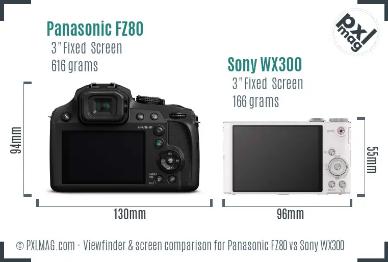 Panasonic FZ80 vs Sony WX300 Screen and Viewfinder comparison