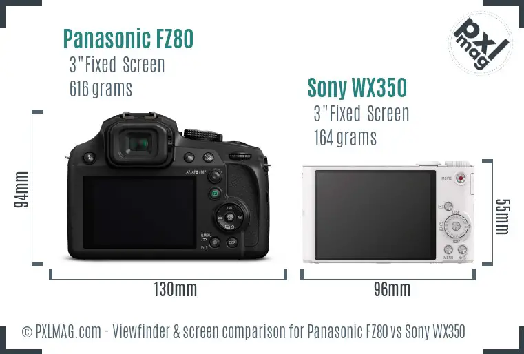 Panasonic FZ80 vs Sony WX350 Screen and Viewfinder comparison