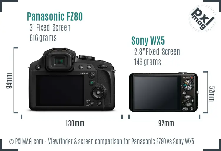 Panasonic FZ80 vs Sony WX5 Screen and Viewfinder comparison