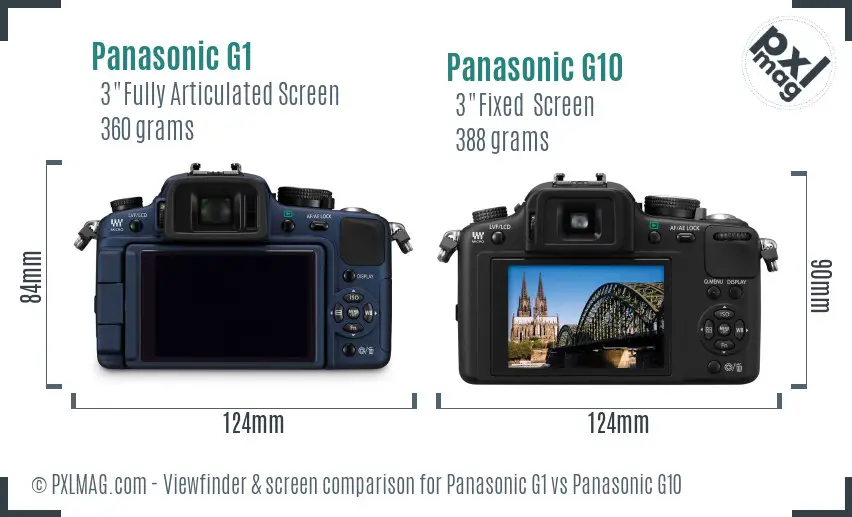 Panasonic G1 vs Panasonic G10 Screen and Viewfinder comparison