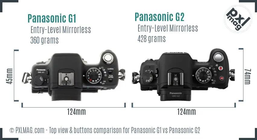 Panasonic G1 vs Panasonic G2 top view buttons comparison