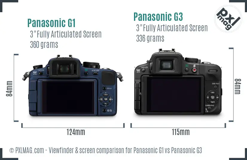 Panasonic G1 vs Panasonic G3 Screen and Viewfinder comparison