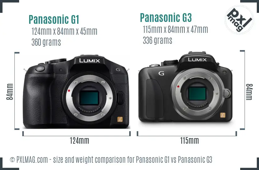 Panasonic G1 vs Panasonic G3 size comparison