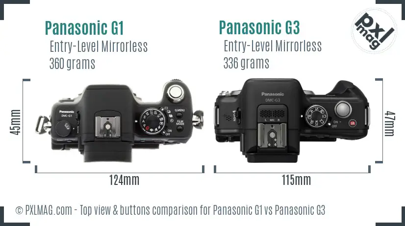Panasonic G1 vs Panasonic G3 top view buttons comparison
