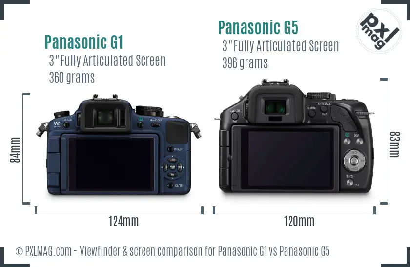 Panasonic G1 vs Panasonic G5 Screen and Viewfinder comparison