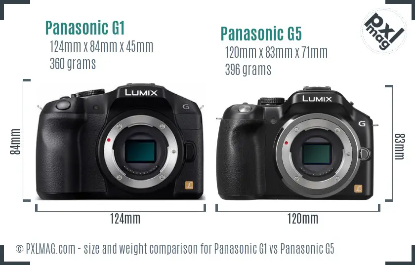 Panasonic G1 vs Panasonic G5 size comparison