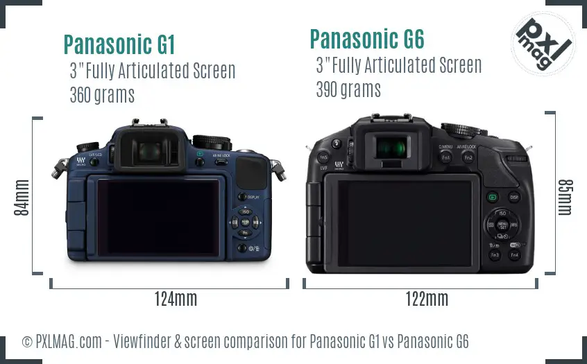 Panasonic G1 vs Panasonic G6 Screen and Viewfinder comparison