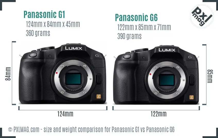 Panasonic G1 vs Panasonic G6 size comparison