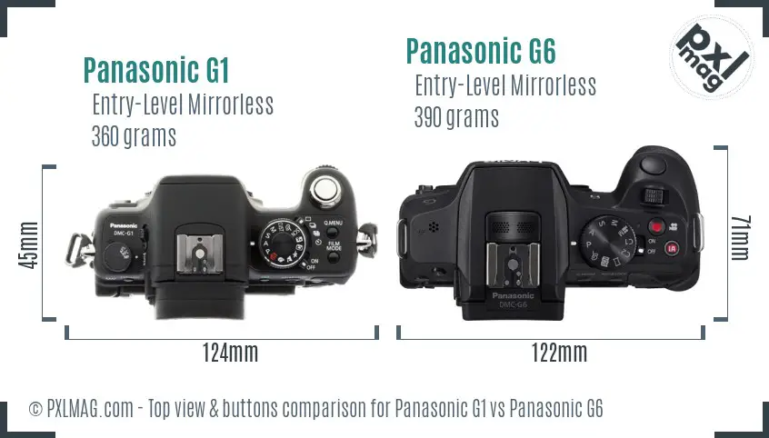 Panasonic G1 vs Panasonic G6 top view buttons comparison