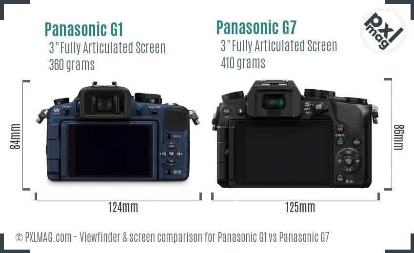 Panasonic G1 vs Panasonic G7 Screen and Viewfinder comparison