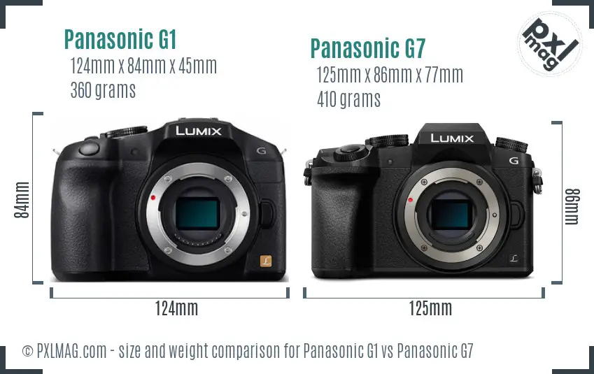 Panasonic G1 vs Panasonic G7 size comparison