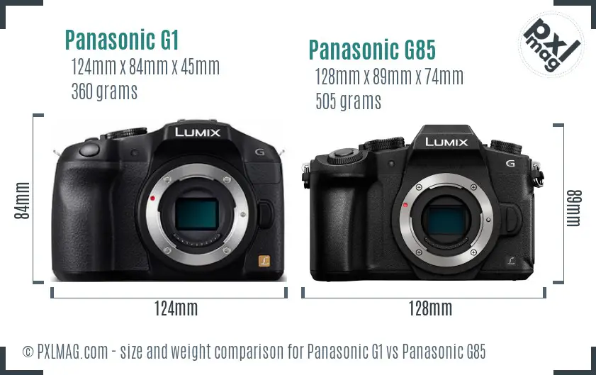 Panasonic G1 vs Panasonic G85 size comparison