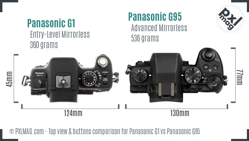 Panasonic G1 vs Panasonic G95 top view buttons comparison