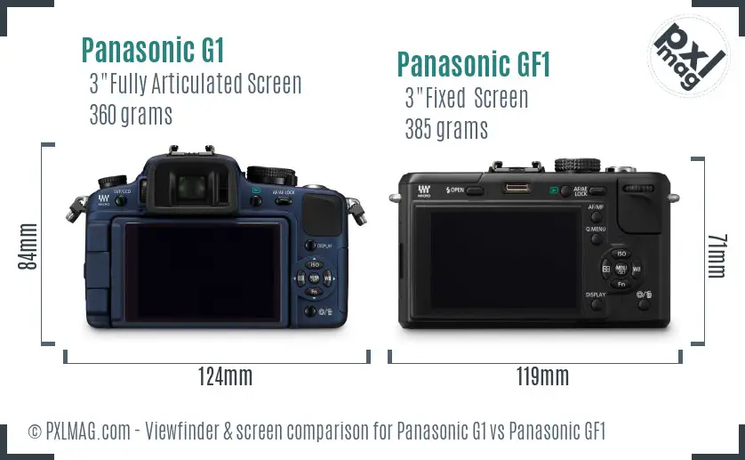 Panasonic G1 vs Panasonic GF1 Screen and Viewfinder comparison