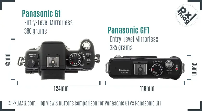 Panasonic G1 vs Panasonic GF1 top view buttons comparison
