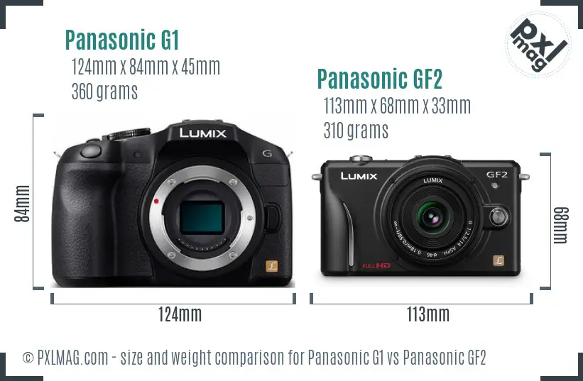 Panasonic G1 vs Panasonic GF2 size comparison