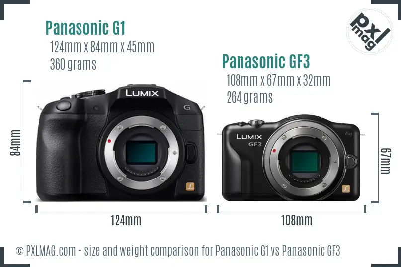 Panasonic G1 vs Panasonic GF3 size comparison