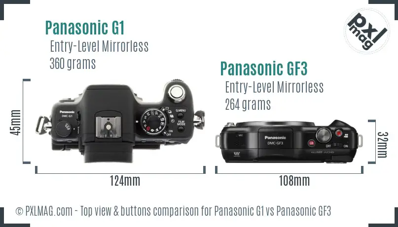 Panasonic G1 vs Panasonic GF3 top view buttons comparison