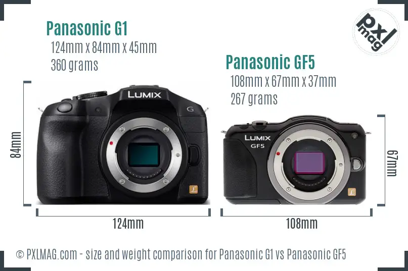 Panasonic G1 vs Panasonic GF5 size comparison