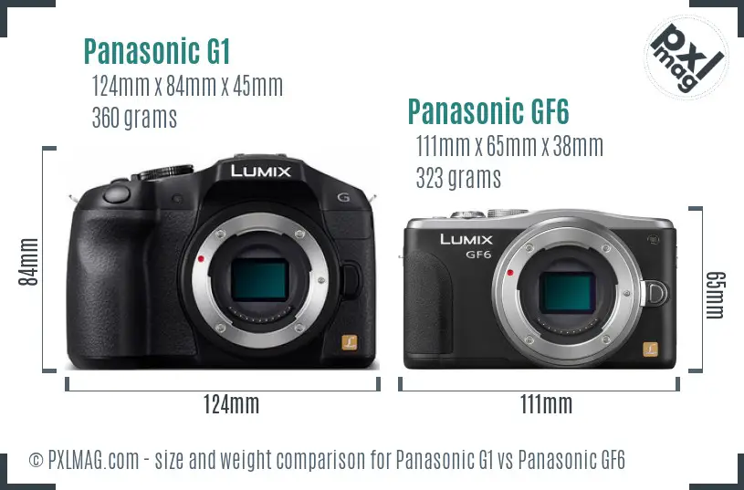 Panasonic G1 vs Panasonic GF6 size comparison