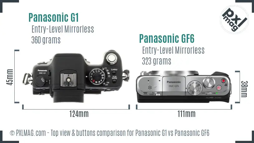 Panasonic G1 vs Panasonic GF6 top view buttons comparison
