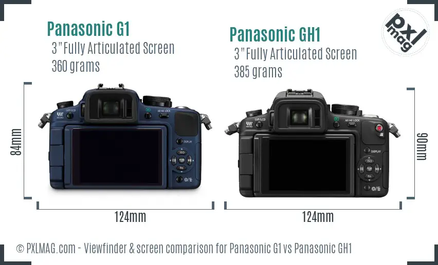 Panasonic G1 vs Panasonic GH1 Screen and Viewfinder comparison