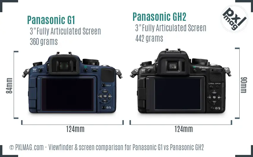 Panasonic G1 vs Panasonic GH2 Screen and Viewfinder comparison