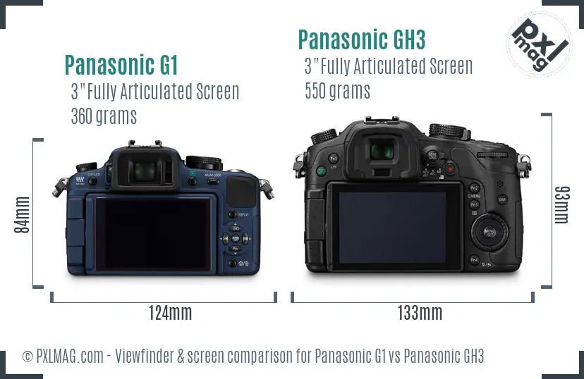 Panasonic G1 vs Panasonic GH3 Screen and Viewfinder comparison