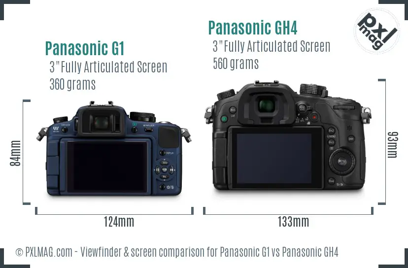 Panasonic G1 vs Panasonic GH4 Screen and Viewfinder comparison