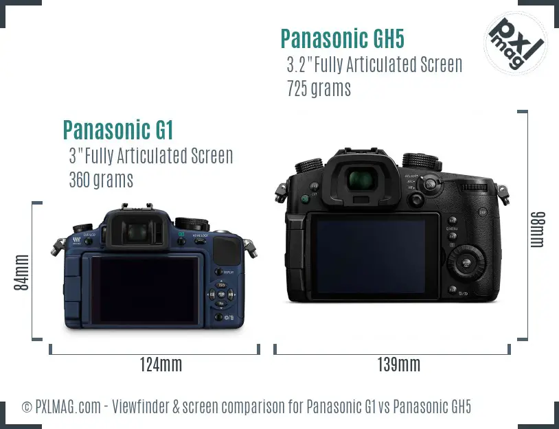 Panasonic G1 vs Panasonic GH5 Screen and Viewfinder comparison